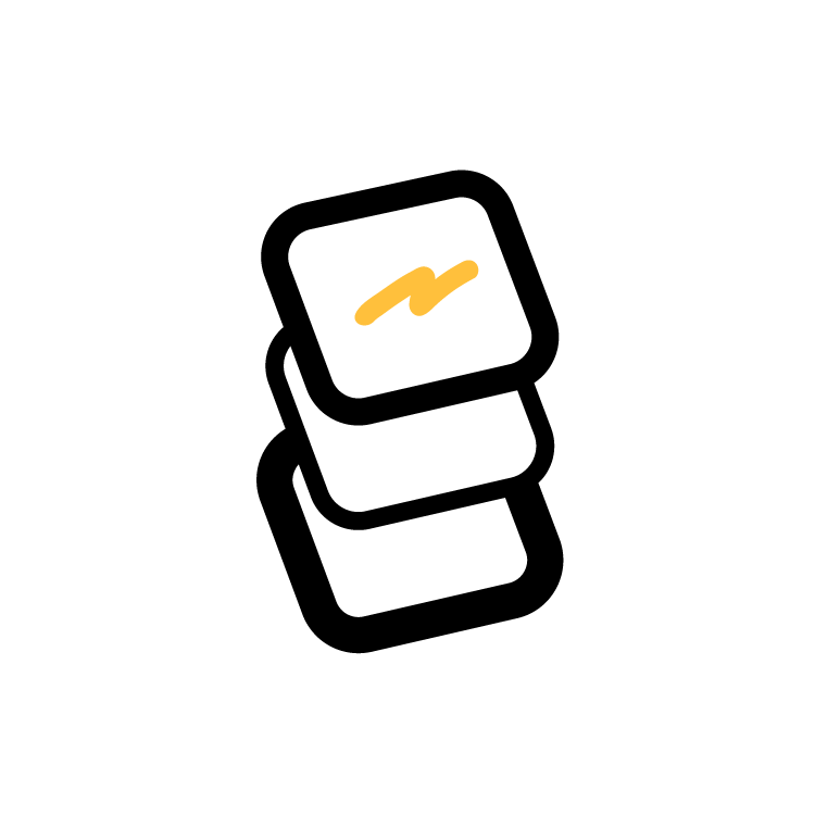 Stacked white tiles with a yellow signature-like mark on the top tile, set against a black background.