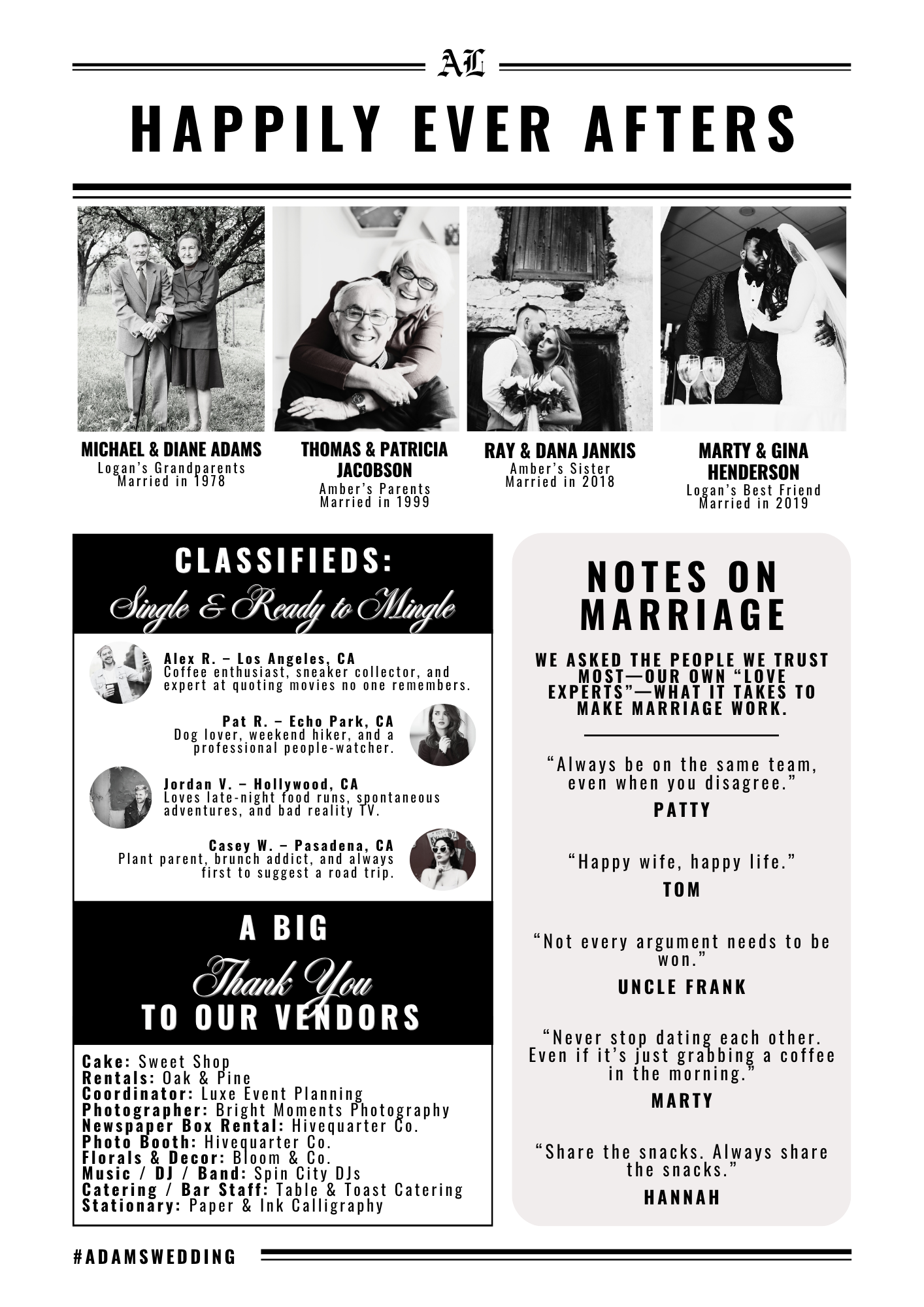 custom wedding newspaper married coupes