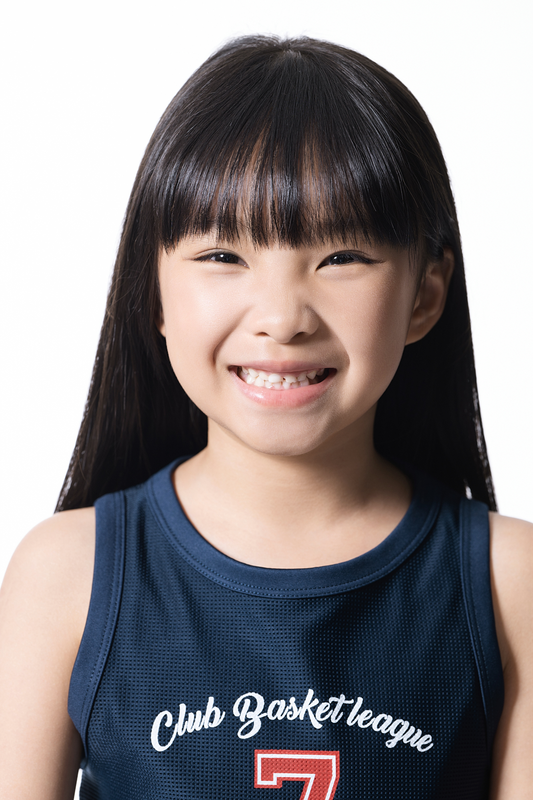NYC child actor headshot - happy boy portrait on white background