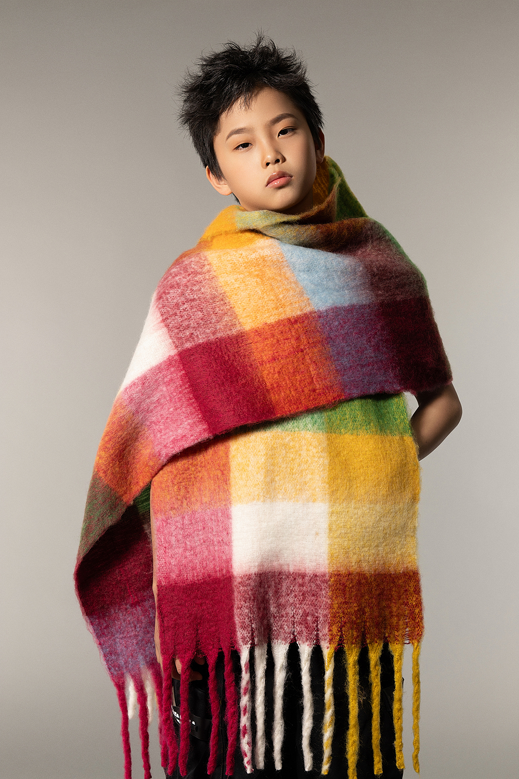 High-end black-and-white children’s portrait with soft lighting in Flushing