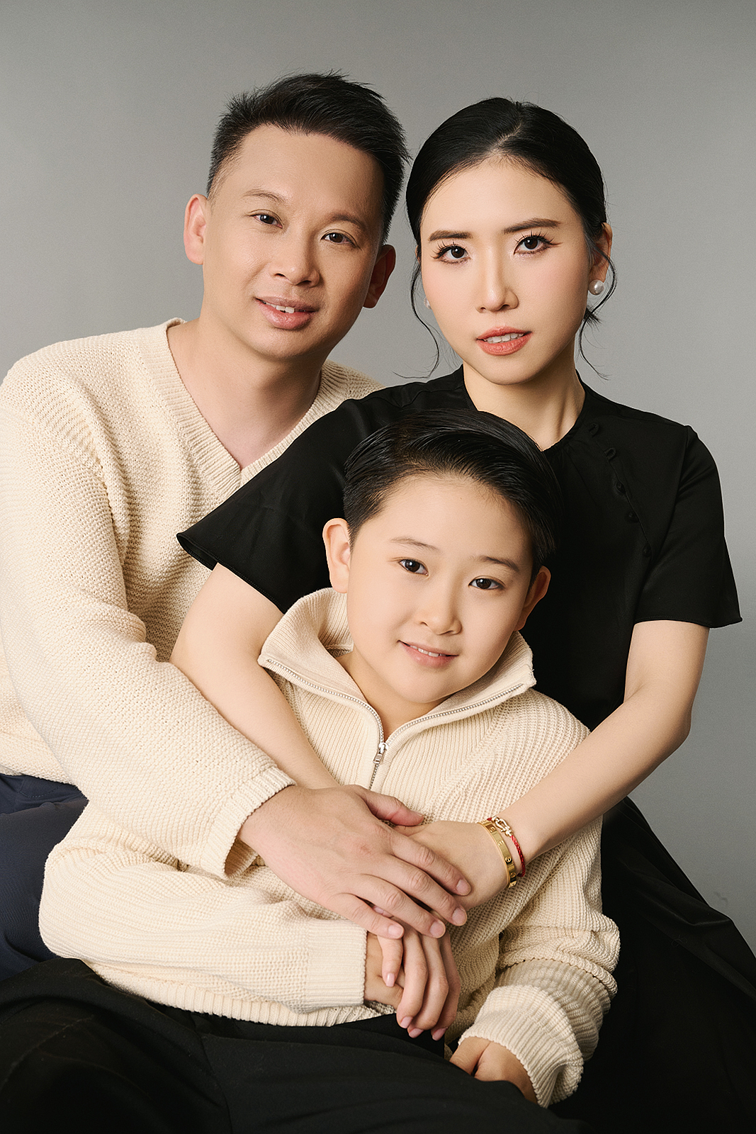 Stylish family portrait with natural lighting in Flushing photography studio