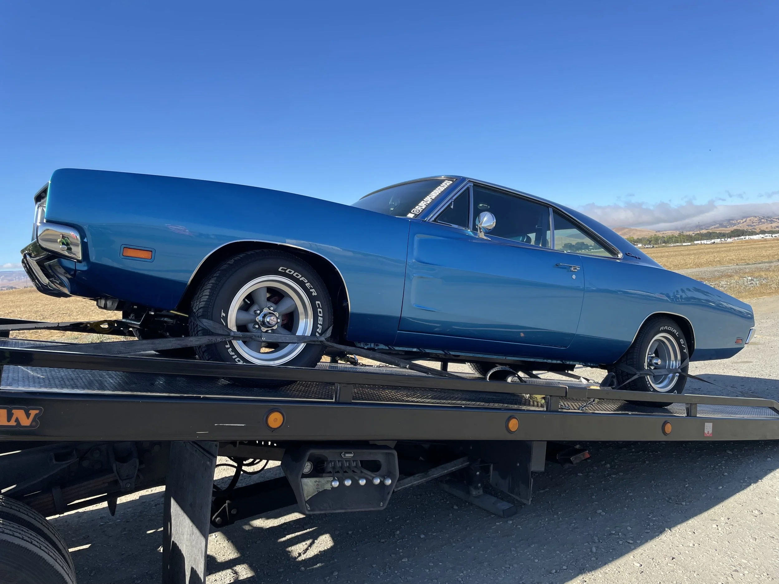 24-7 Rescue Towing transporting classic car in Discovery Bay California