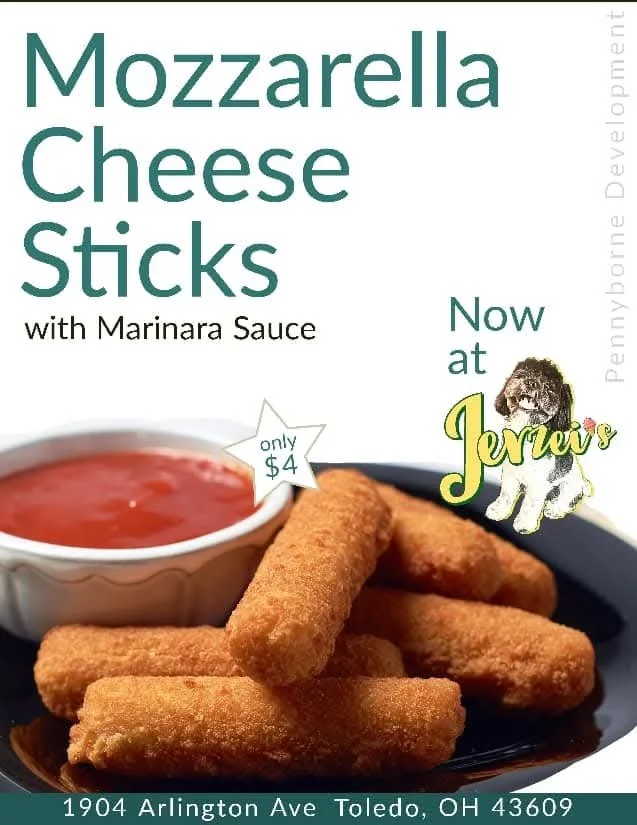 A tempting promo image spotlights a plate piled high with golden, crispy mozzarella sticks, their crunchy coating just begging to be bitten into. Arranged in a slightly overlapping cluster, the cheese sticks take center stage, their color and texture