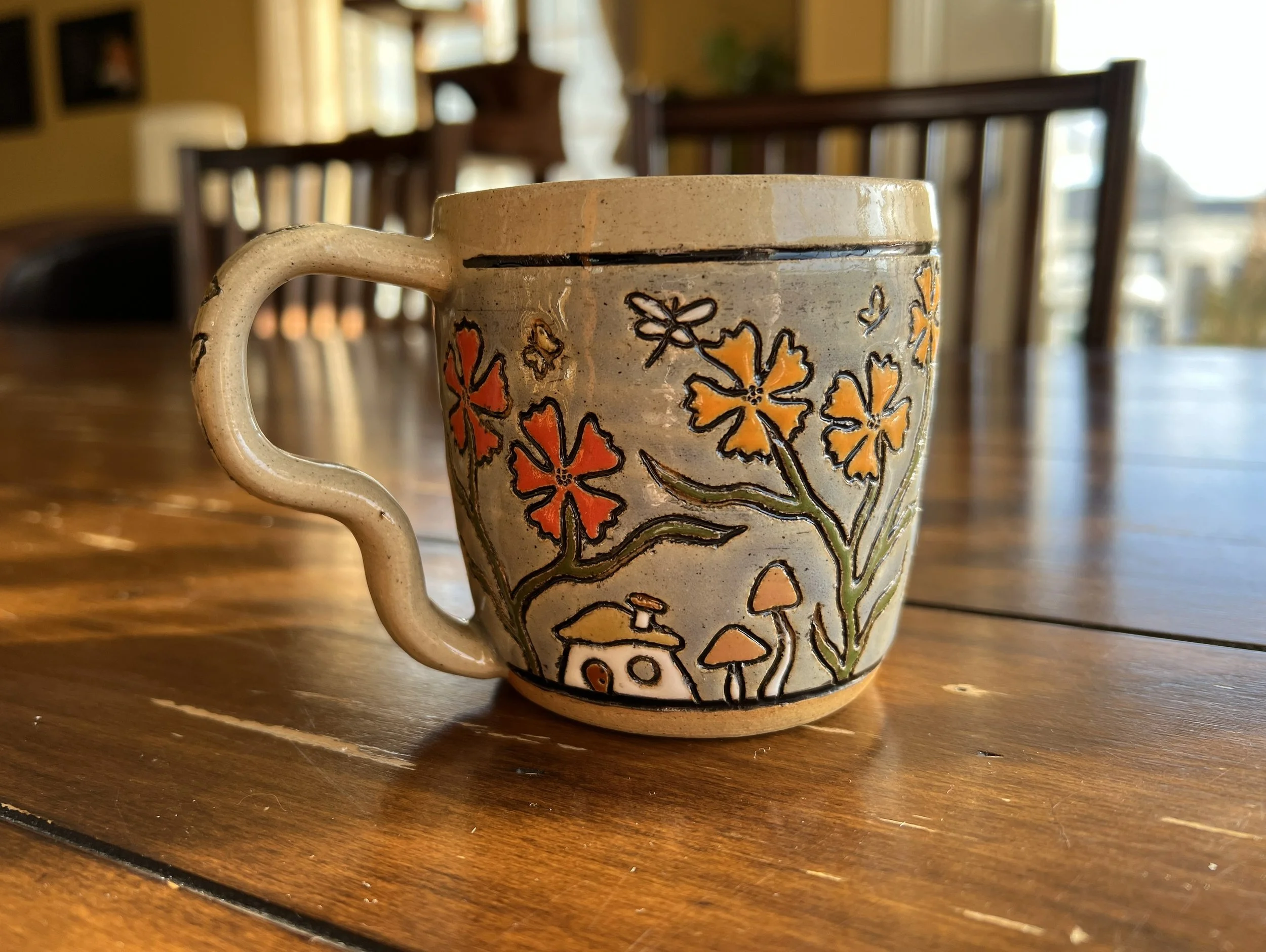 Groovy Flowers Fairy House Mug with Ergonomic Handle