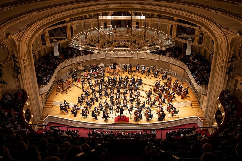 Image of the Chicago Symphony Orchestra on stage.