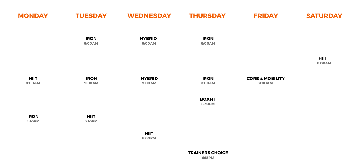 Creo Group Fitness Timetable Pokeno
