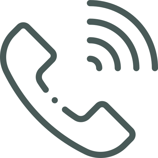 Icon of a phone receiver with sound waves indicating a call or communication.