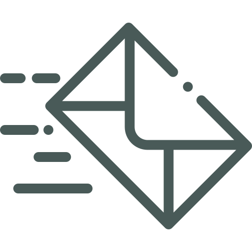 Icon of an email envelope with motion lines indicating sending or speed.