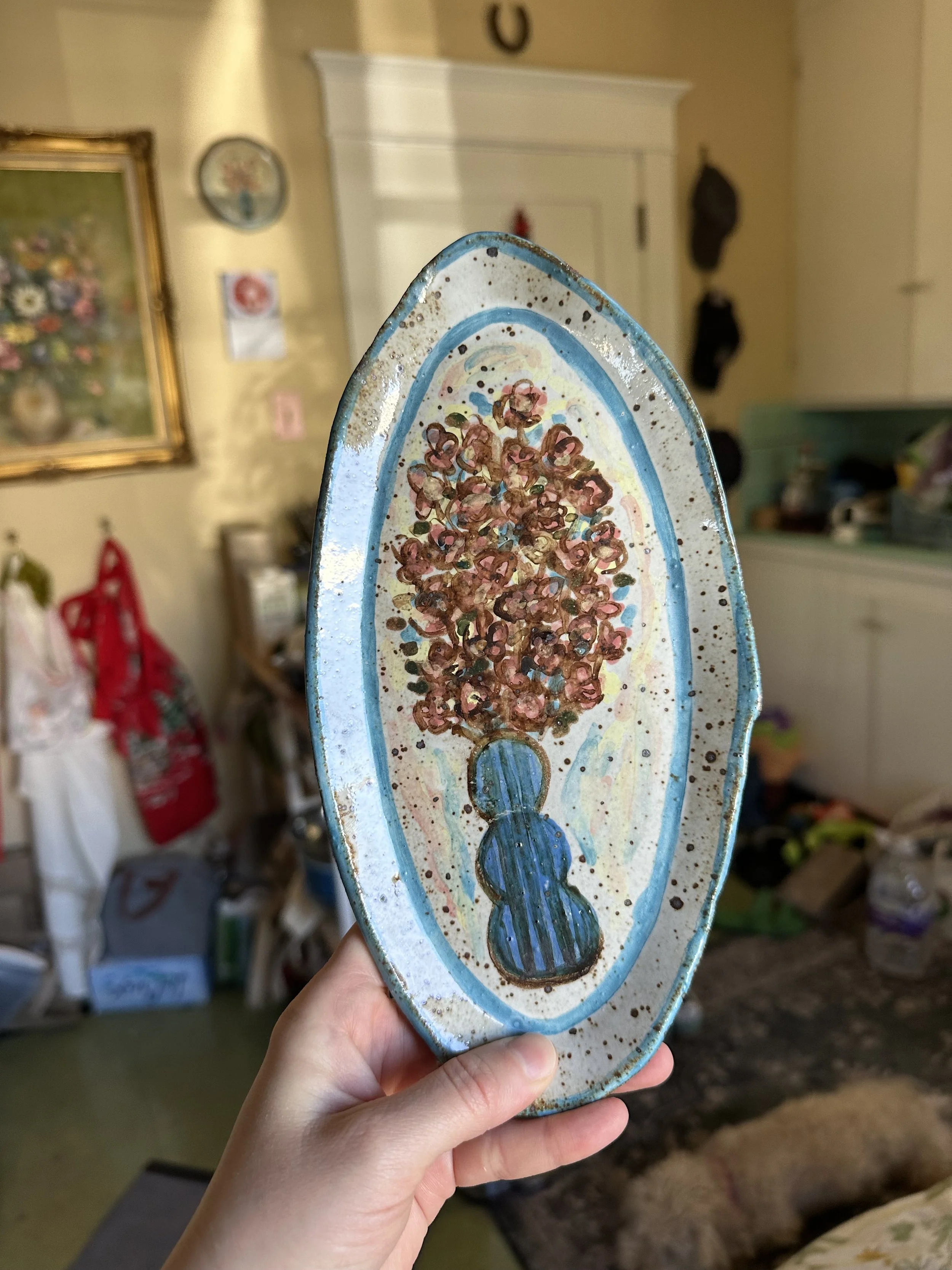 Watercolor Floral Platter