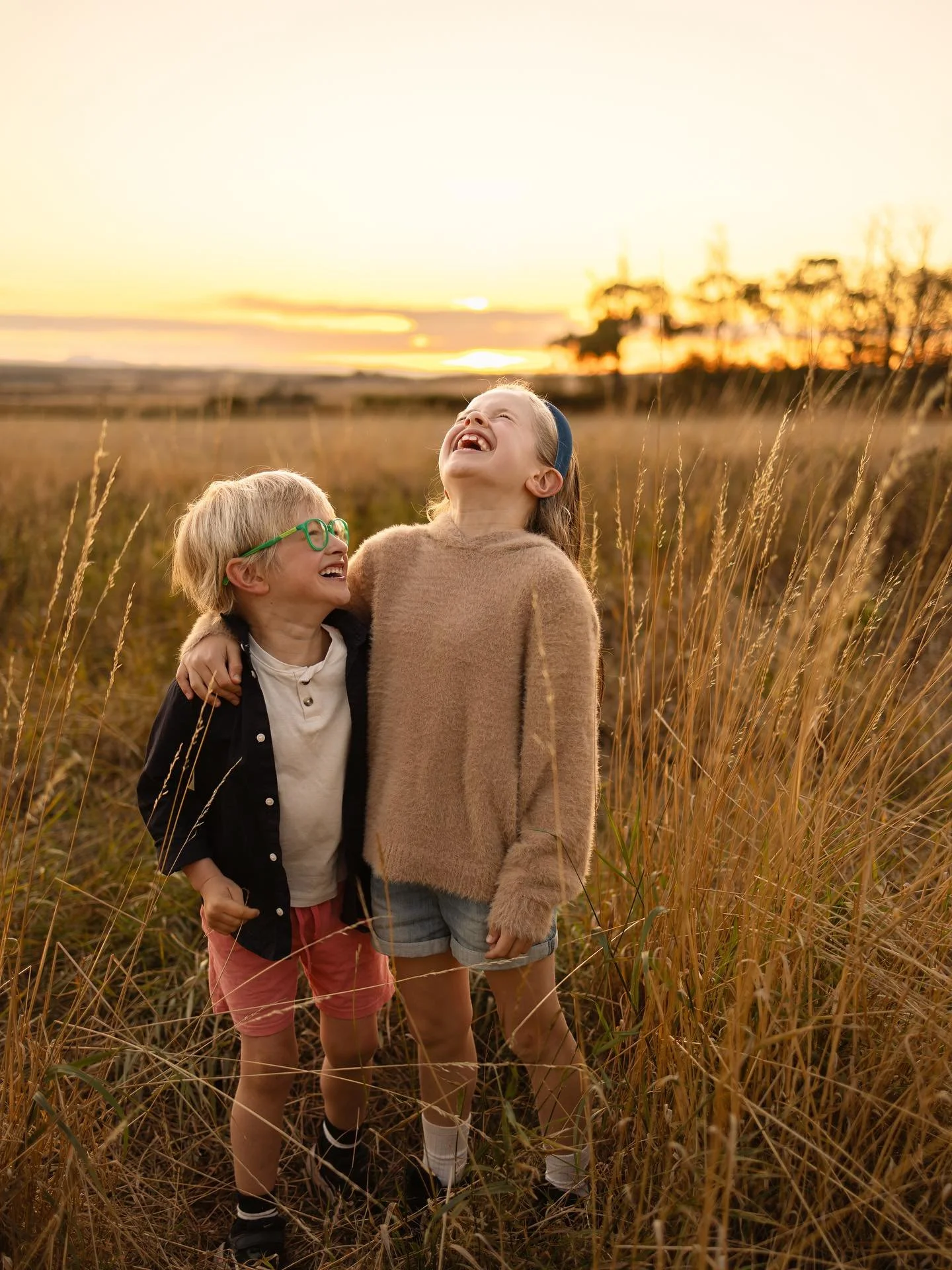 It was such a gorgeous day yesterday, and all day I had it in my head that I wanted to catch golden hour with the kids. 
We did bath time, got ready, and headed outside just as the sun dipped low.
But wow, it dropped faster than I expected, we only