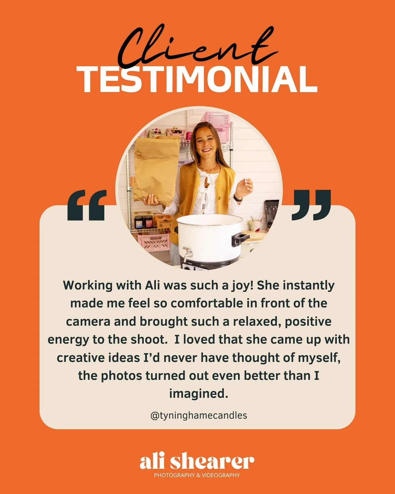 Testimonial 💫

I&rsquo;ve loved working with Ellie on her brand photos and film. More to share soon! @tyninghamecandles 

#eastlothianbrandphotography #clienttestimonial #northberwickphotographer #northberwick