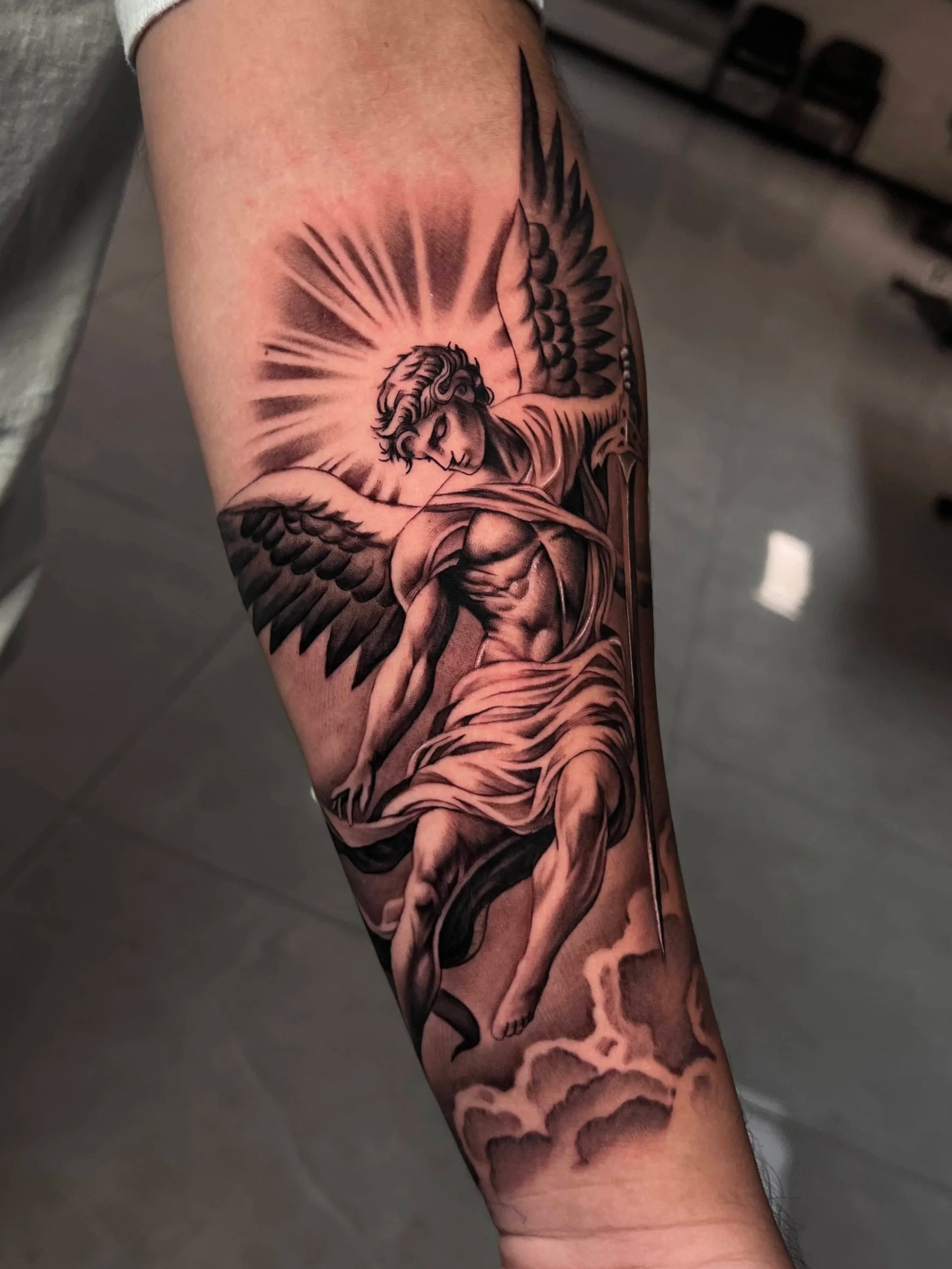 Archangel St Michael On Inner Forearm