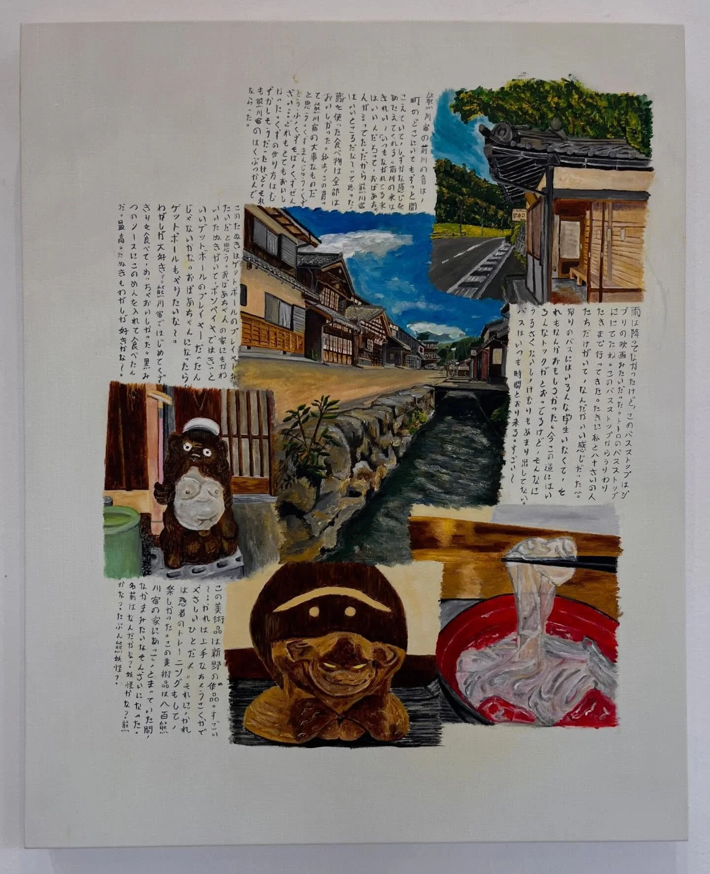 (re)criando hist&oacute;rias em Kumagawa-juku 
2025
Acr&iacute;lica sobre tela

Kumagawa-juku, talvez um dos locais preferidos da ilha, a cidadela que era um entreposto comercial na &eacute;poca que Kyoto era a capital do Jap&atilde;o, ainda traz lem