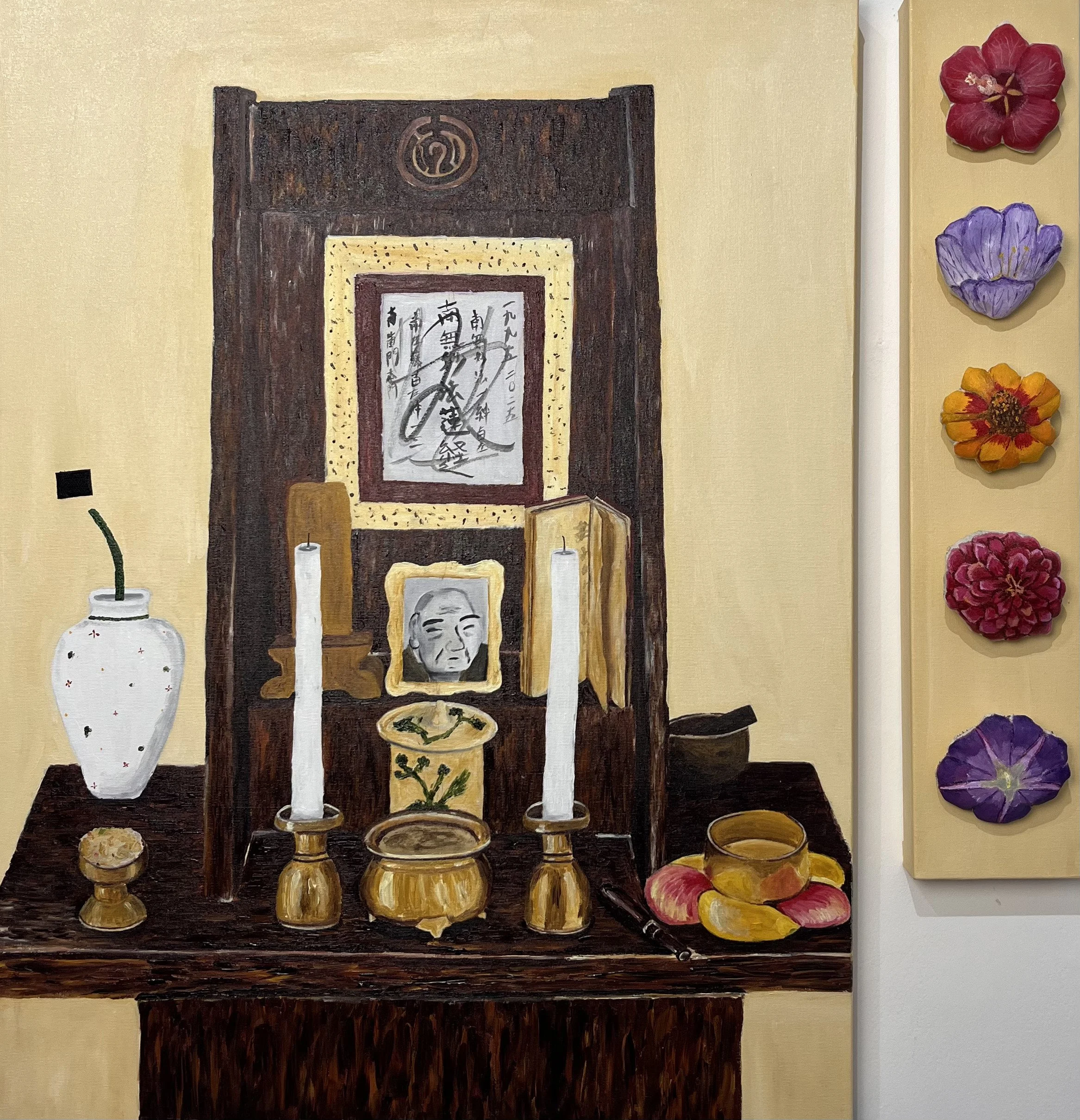 Oferendas no Butsudan da Bachan