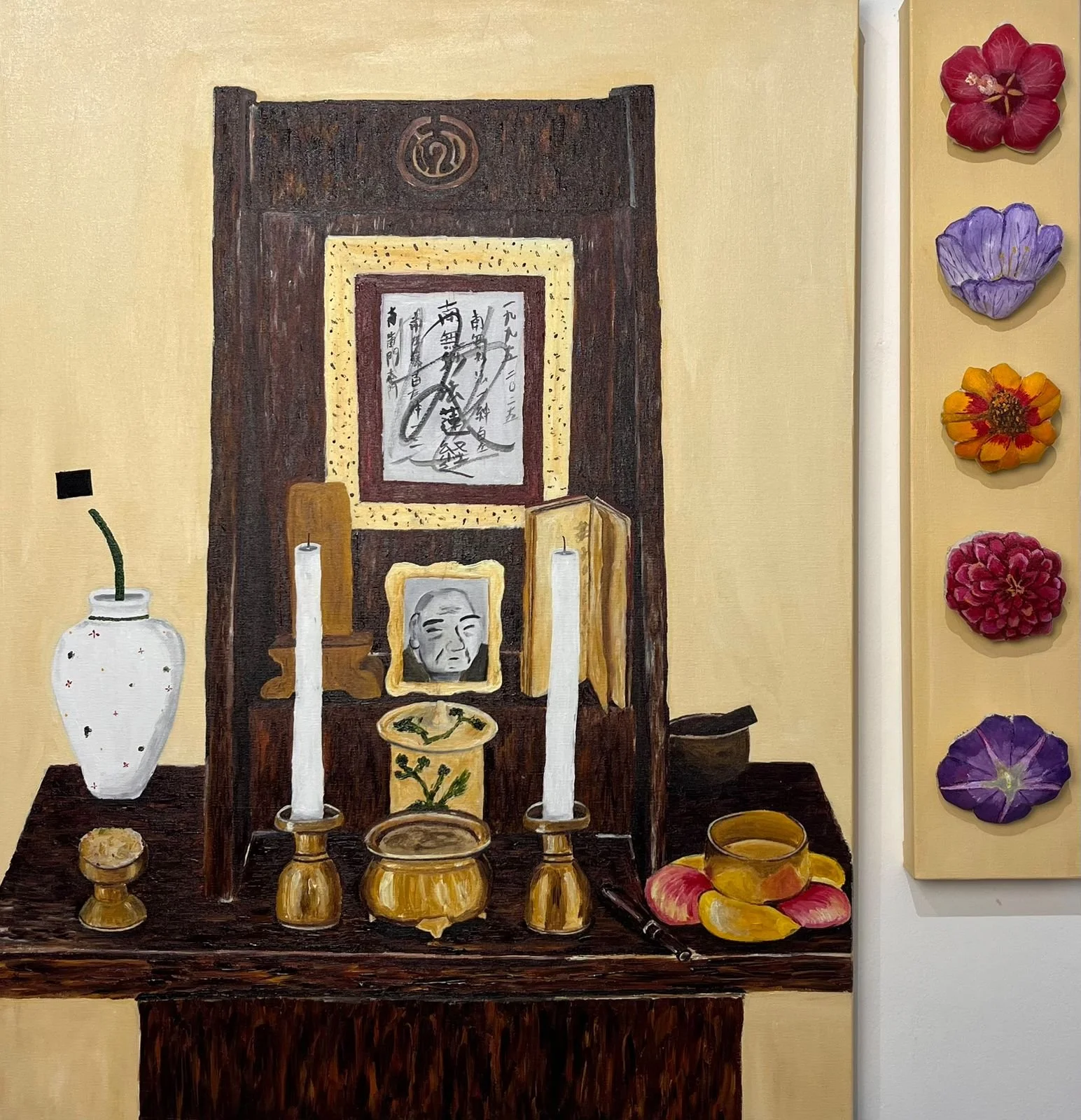 Oferendas no Butsudan da Bachan