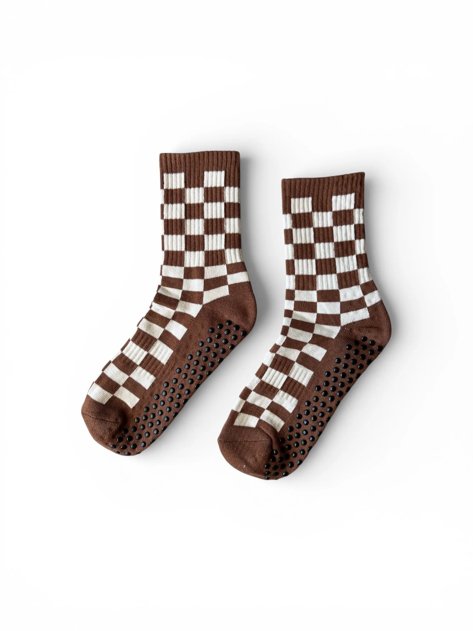 Chocolate Check Crew Grip Sock
