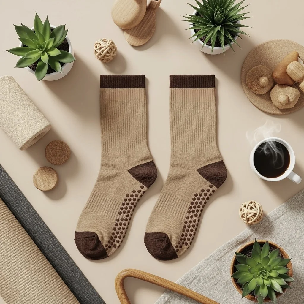 Latte Crew Grip Sock