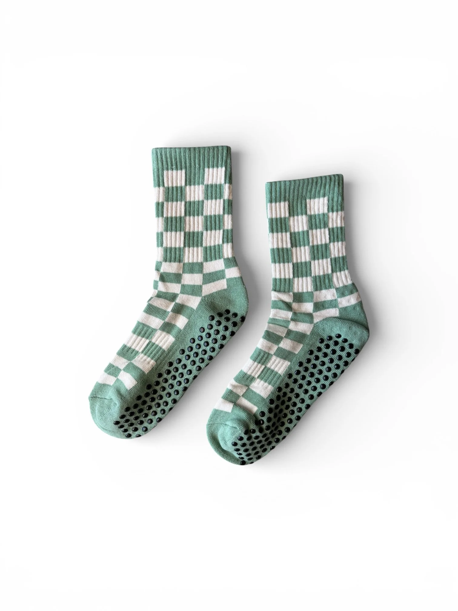 Sage Check Crew Grip Sock