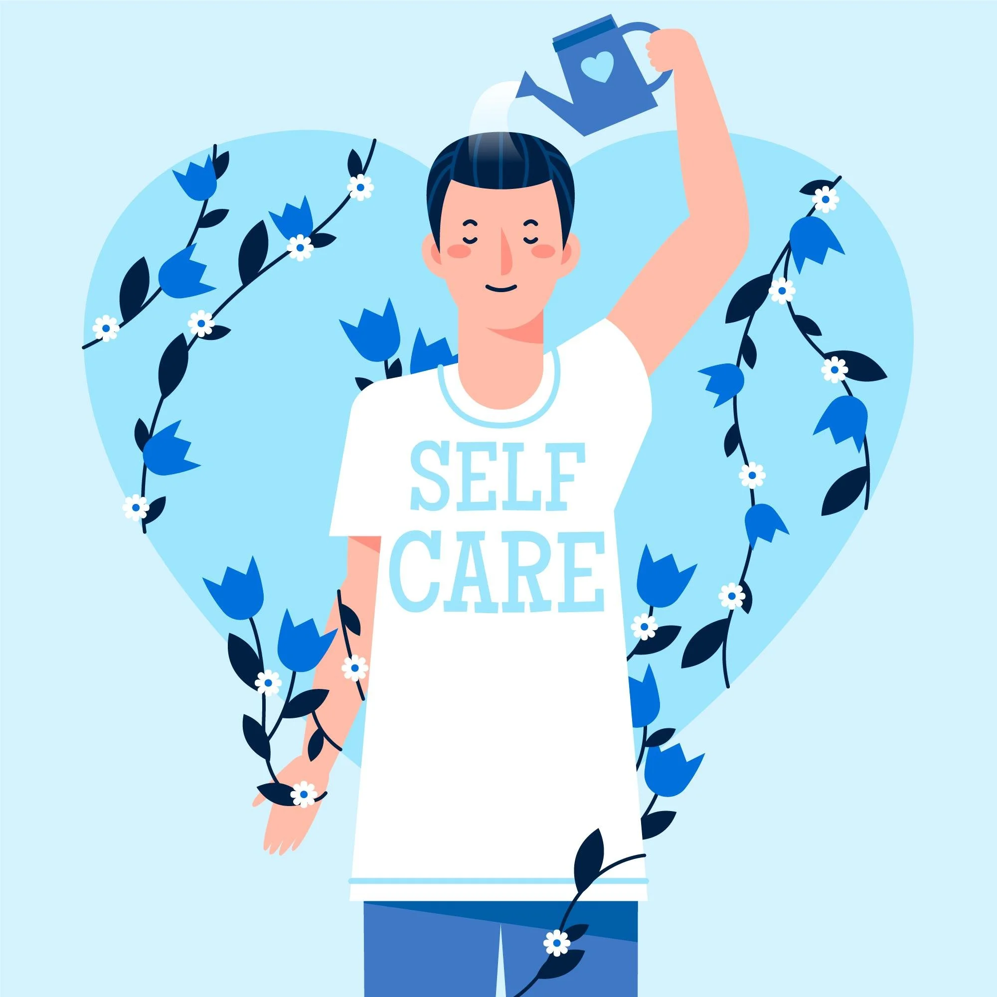 Illustration representing self-care and emotional wellbeing.