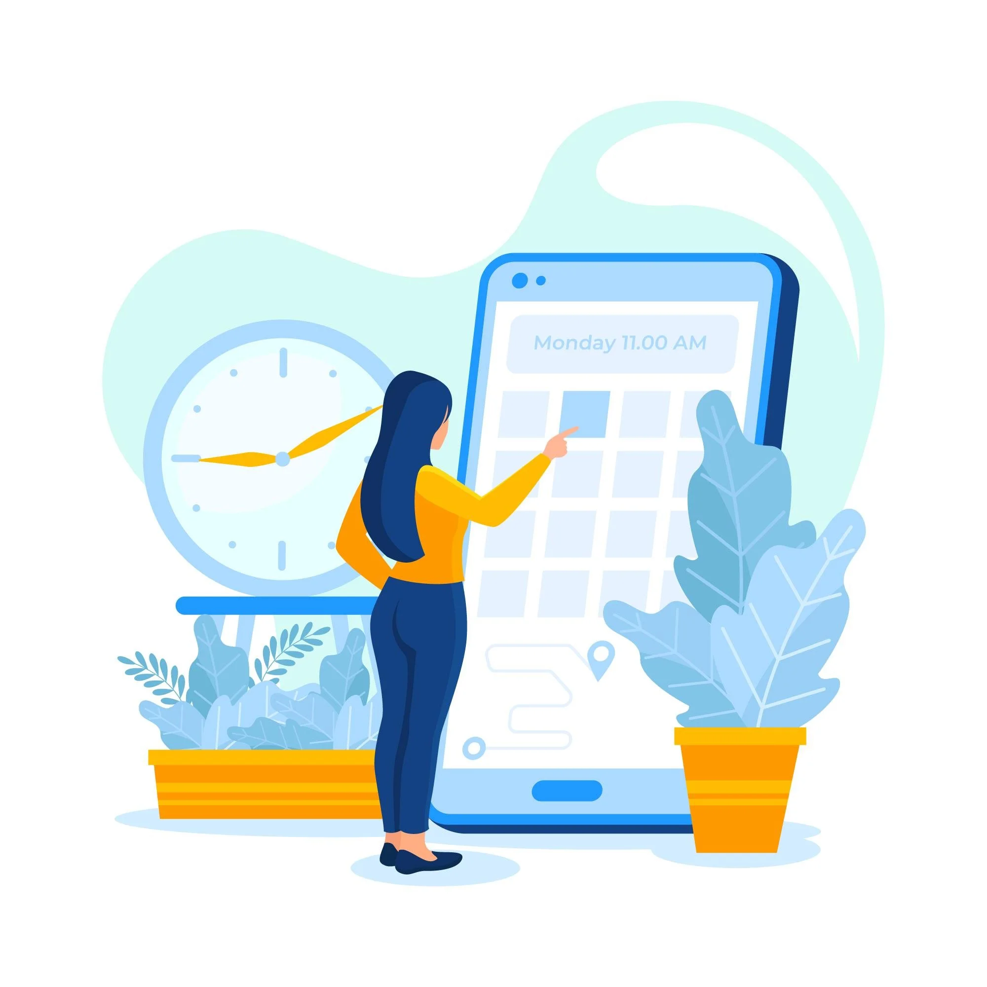 Illustration representing booking and managing therapy appointments.