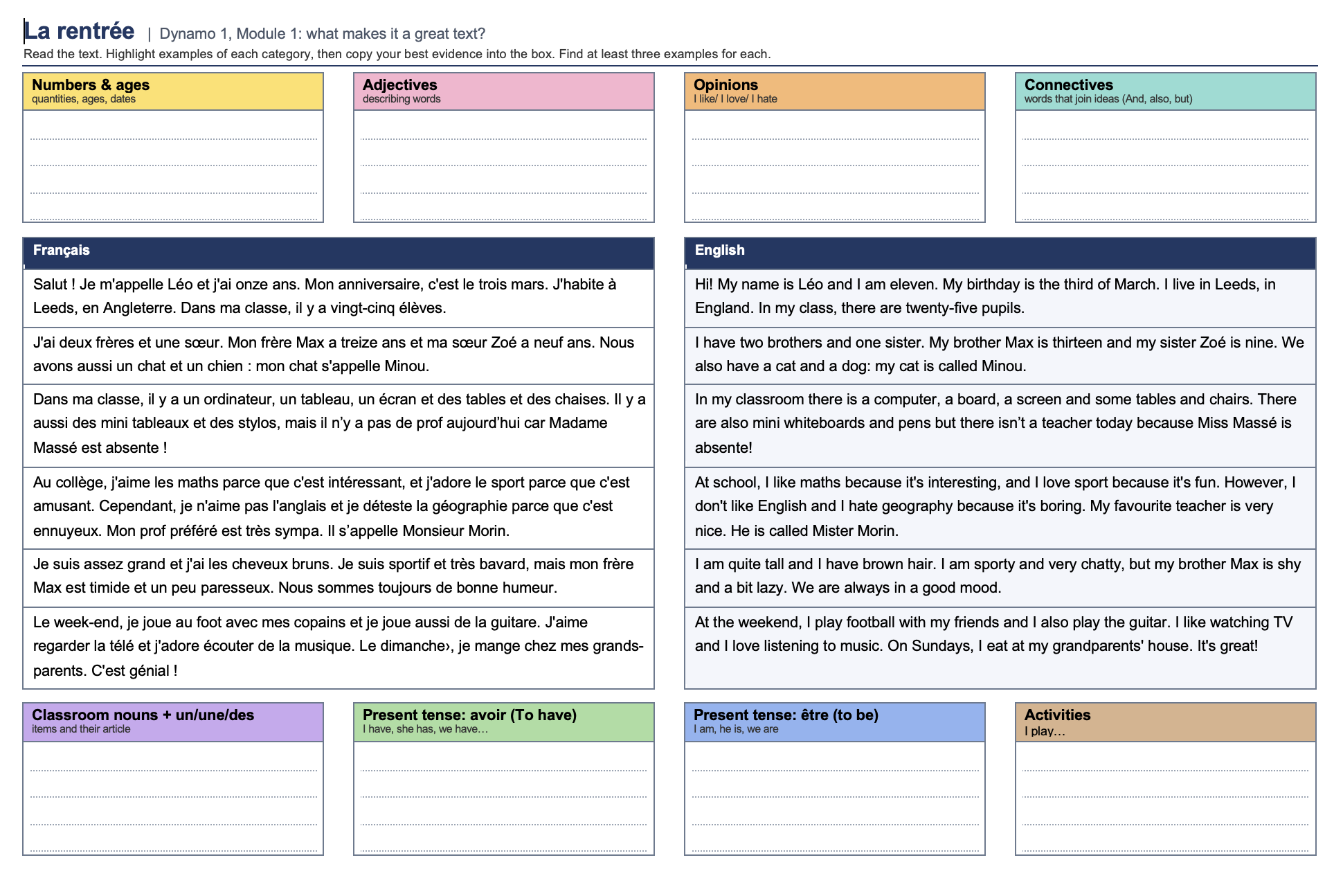 Parallel Text Year 7 Module 1 Dynamo