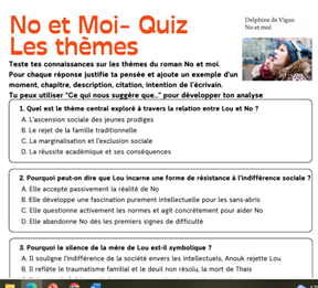 No et Moi-Quiz- Les thèmes