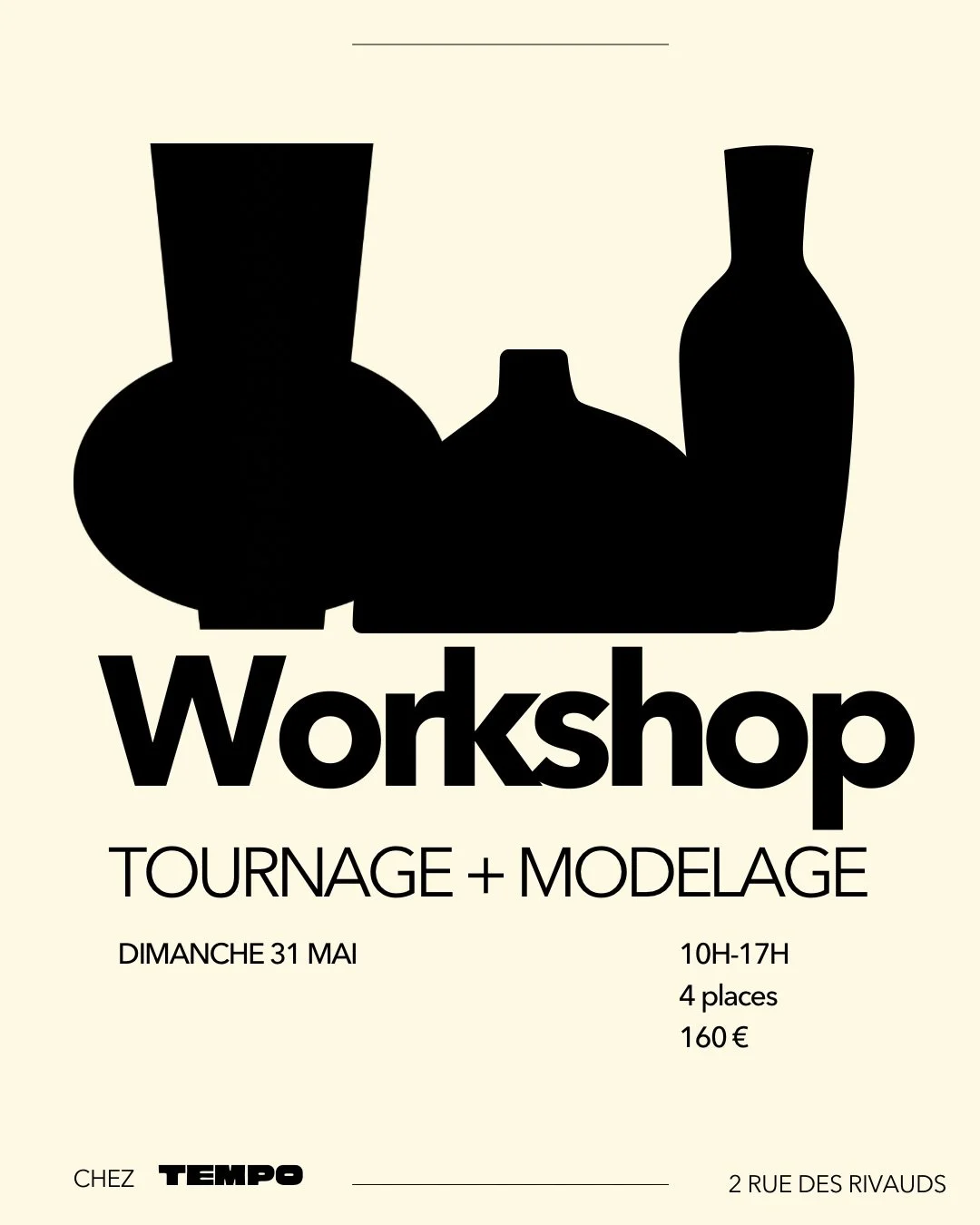 NOUVELLE DATE ➡️ dimanche 31 mai ! 

Workshop tournage &amp; modelage 🙌

➡️ Tu veux t&rsquo;essayer &agrave; la c&eacute;ramique mais tu ne sais pas quelle technique choisir ? 

➡️ Tu veux d&eacute;couvrir et/ou te perfectionner en tournage ET en mo