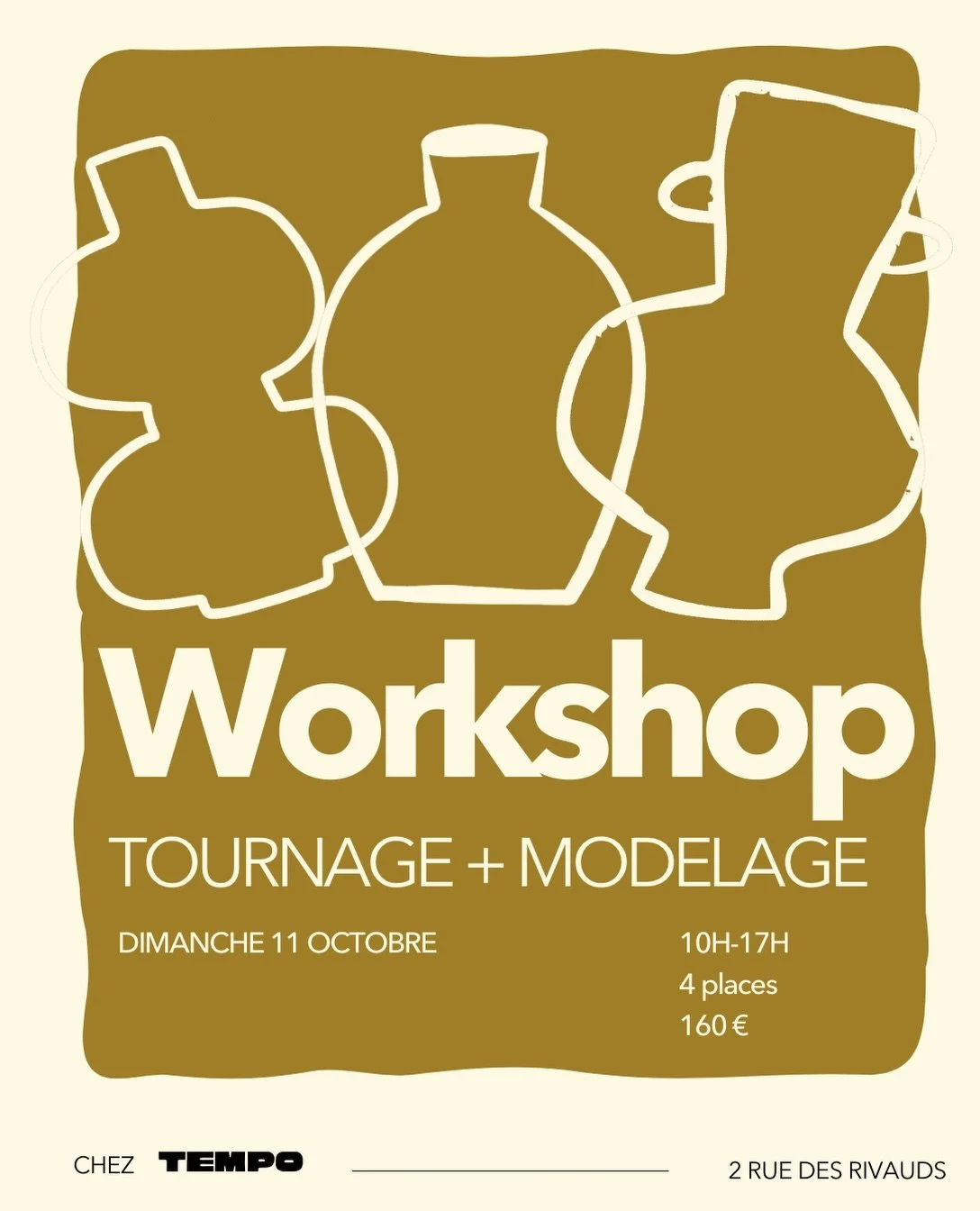 WORKSHOP ❤️&zwj;🔥

NOUVELLE DATE ➡️ dimanche 11 octobre ! 

Workshop tournage &amp; modelage 🙌

➡️ Tu veux t&rsquo;essayer &agrave; la c&eacute;ramique mais tu ne sais pas quelle technique choisir ? 

➡️ Tu veux d&eacute;couvrir et/ou te perfection
