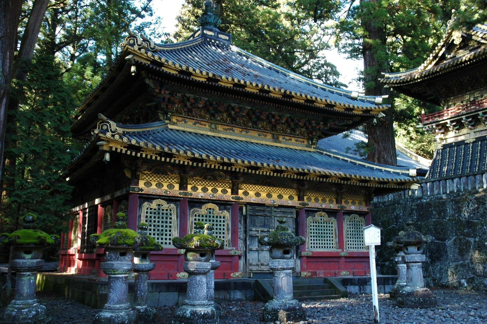 Ornate gate with colorful carvings at Nikkō Tōshōgū Shrine