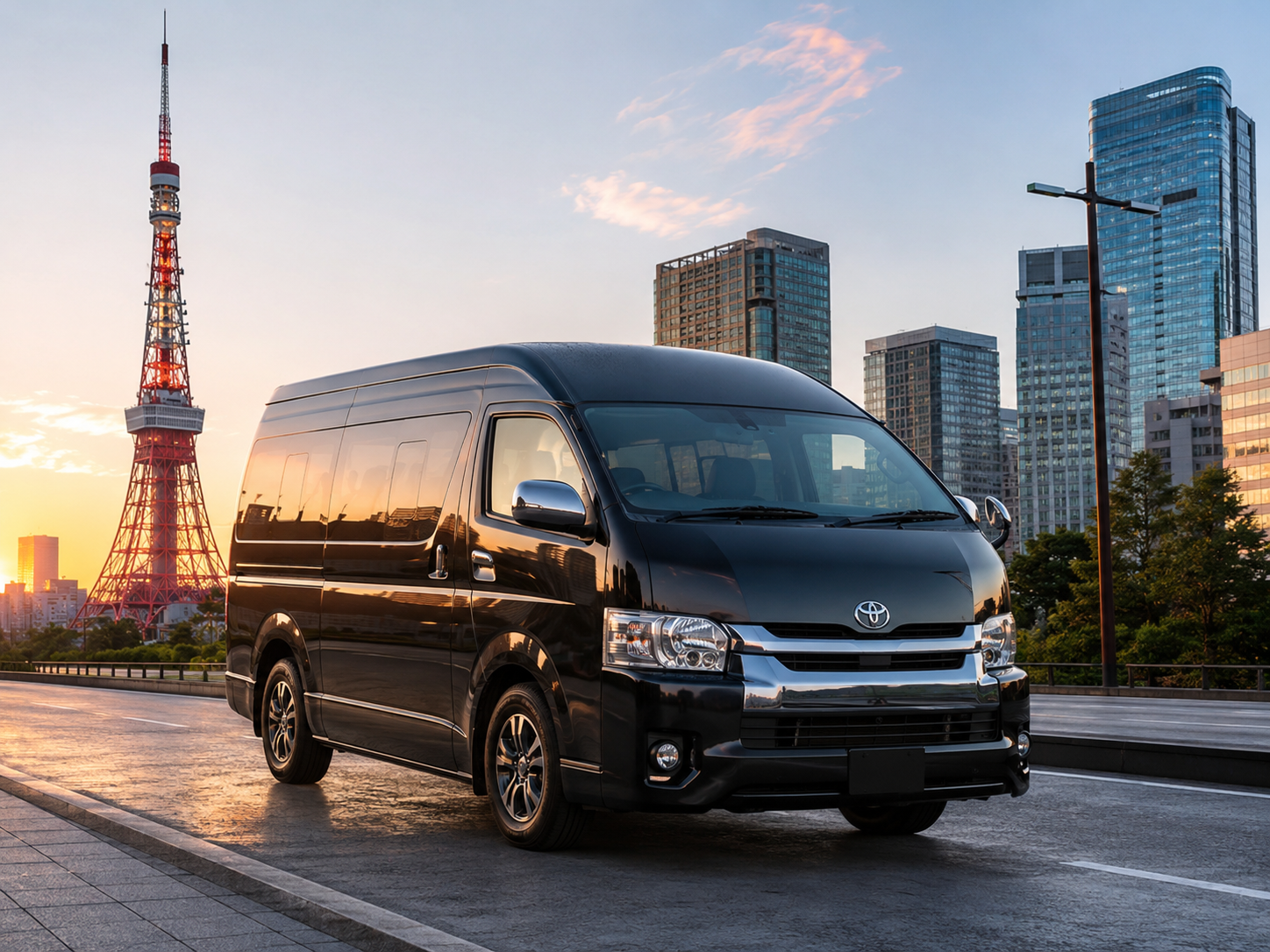 Toyota HiAce private transfer van for Tokyo Cruise Terminal