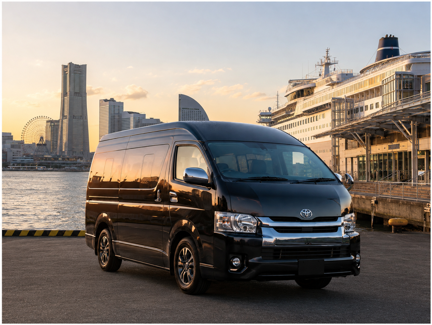 Toyota HiAce private transfer van at Yokohama Cruise Port