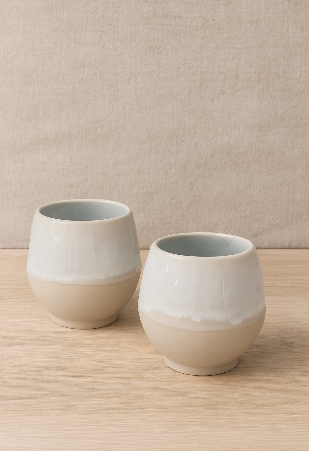 Duo de tasses en céramique artisanale blanche – Malléable