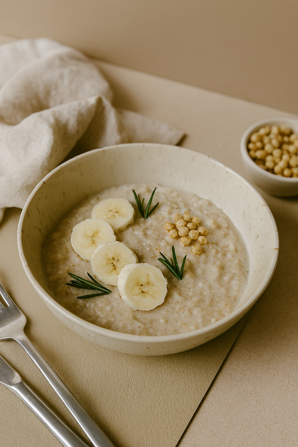 Bol en céramique artisanale en argile blanche, émail beige, pensé pour un usage quotidien.