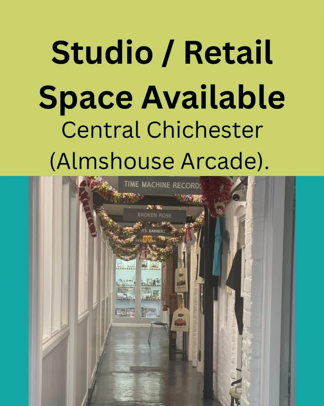 ✨ Studio / Retail Space Available &ndash; Central Chichester

I visited these units in Almshouse Arcade today and they&rsquo;re a brilliant option for anyone looking for a creative workspace, small shop, or a mix of both. Units start from &pound;500 