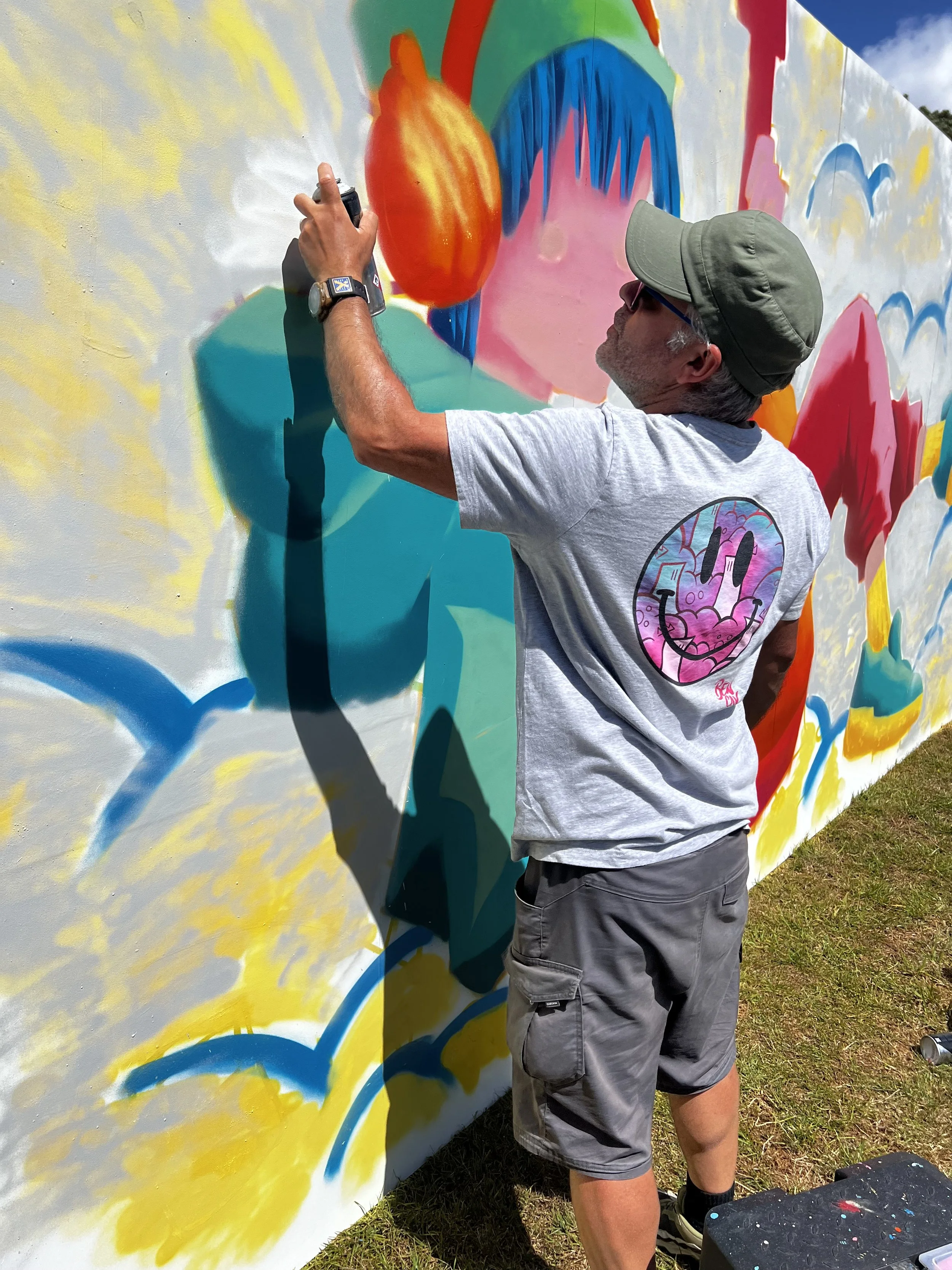 Mural artist at work