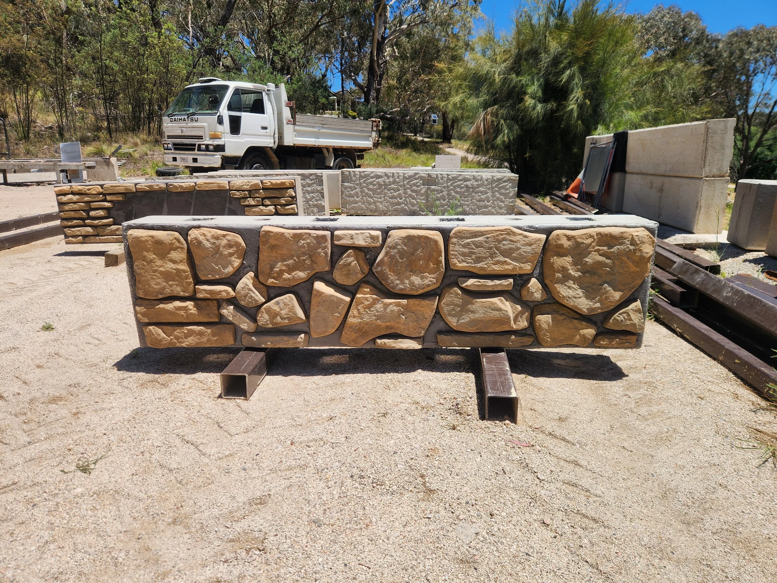 Stonewalled stone wall block 2000mm long x 500mm high  x 250mm or 400mm deep $300 available in random large stone or stacked stone in ophir or Bluestone colour