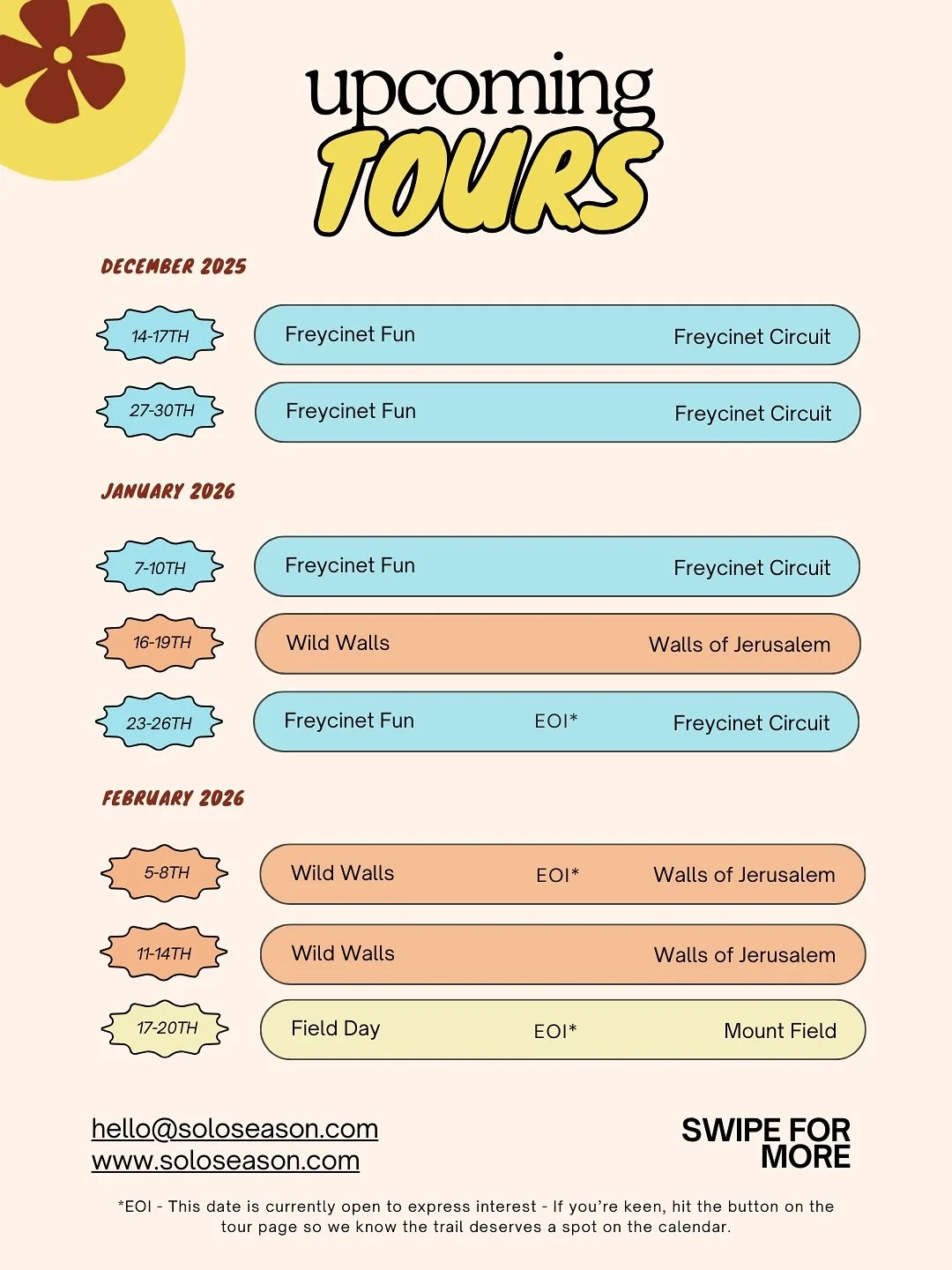 Your very handy date cheat sheet is here. Save it, share it and check your leave! Manifest that out-of-office reply and come learn one of the most addictive skills of all and have a bloody good time while doing it 👏🏼

Tag someone who&rsquo;d absolu