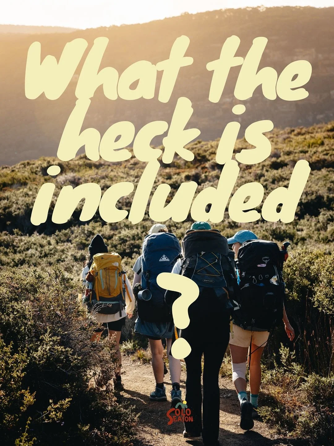 What&rsquo;s included !!! 

💛Pre-hike dinner at a Hobart restaurant
💛Tent, sleeping mat, sleeping bag, backpack, cooking set up, gas, sit mat
💛Pre-hike group online catch up to go over any questions and get hyped
💛Transport to and from trail&nbsp