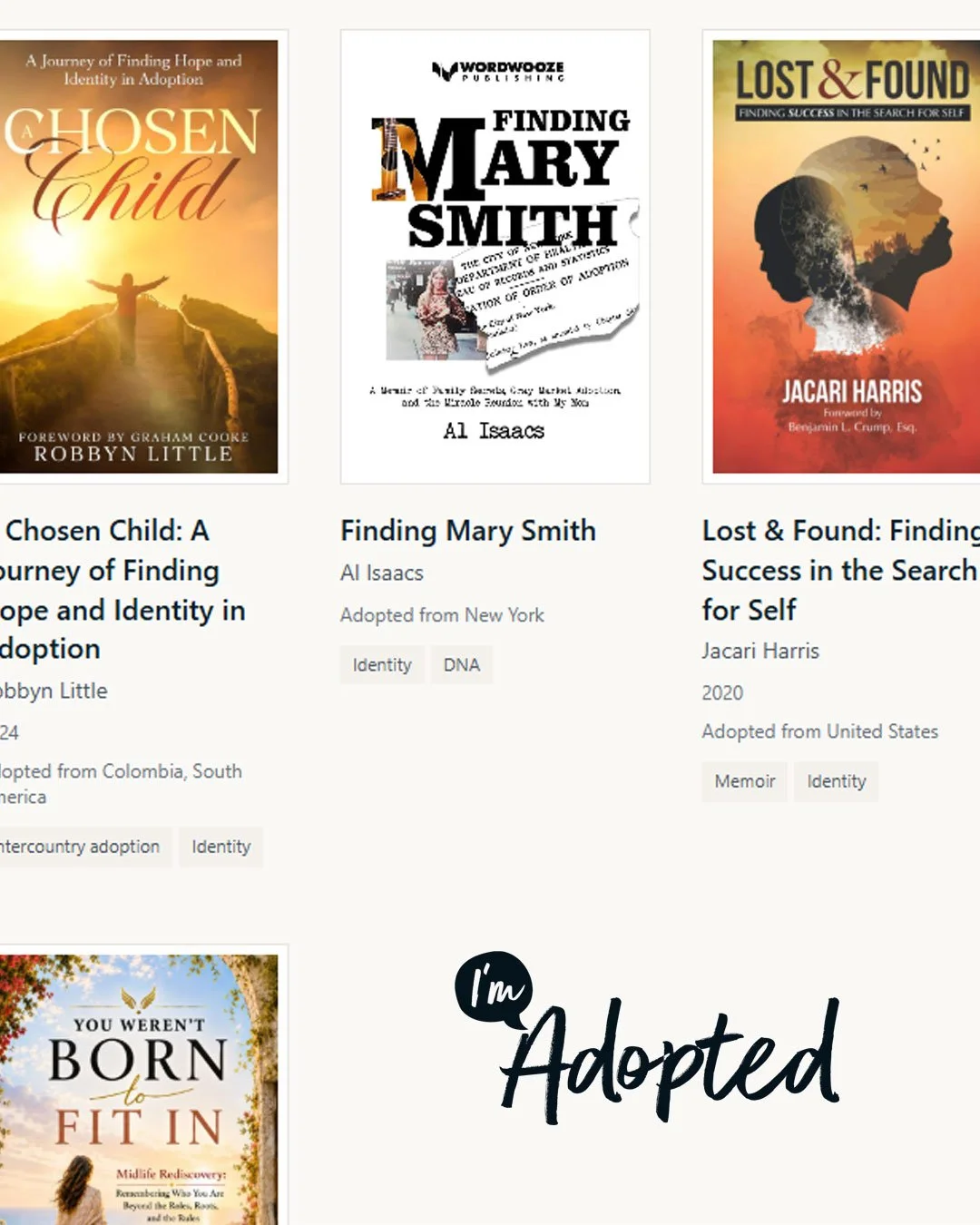 A heartfelt thank you to the I'm Adopted community for sharing Finding Mary Smith as a resource for adoptees, birth families, and anyone navigating the complex journey of identity and belonging. It's an honor to know that Finding Mary Smith may provi