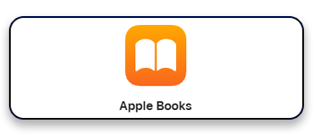 Apple Books app icon with orange book-shaped logo and text