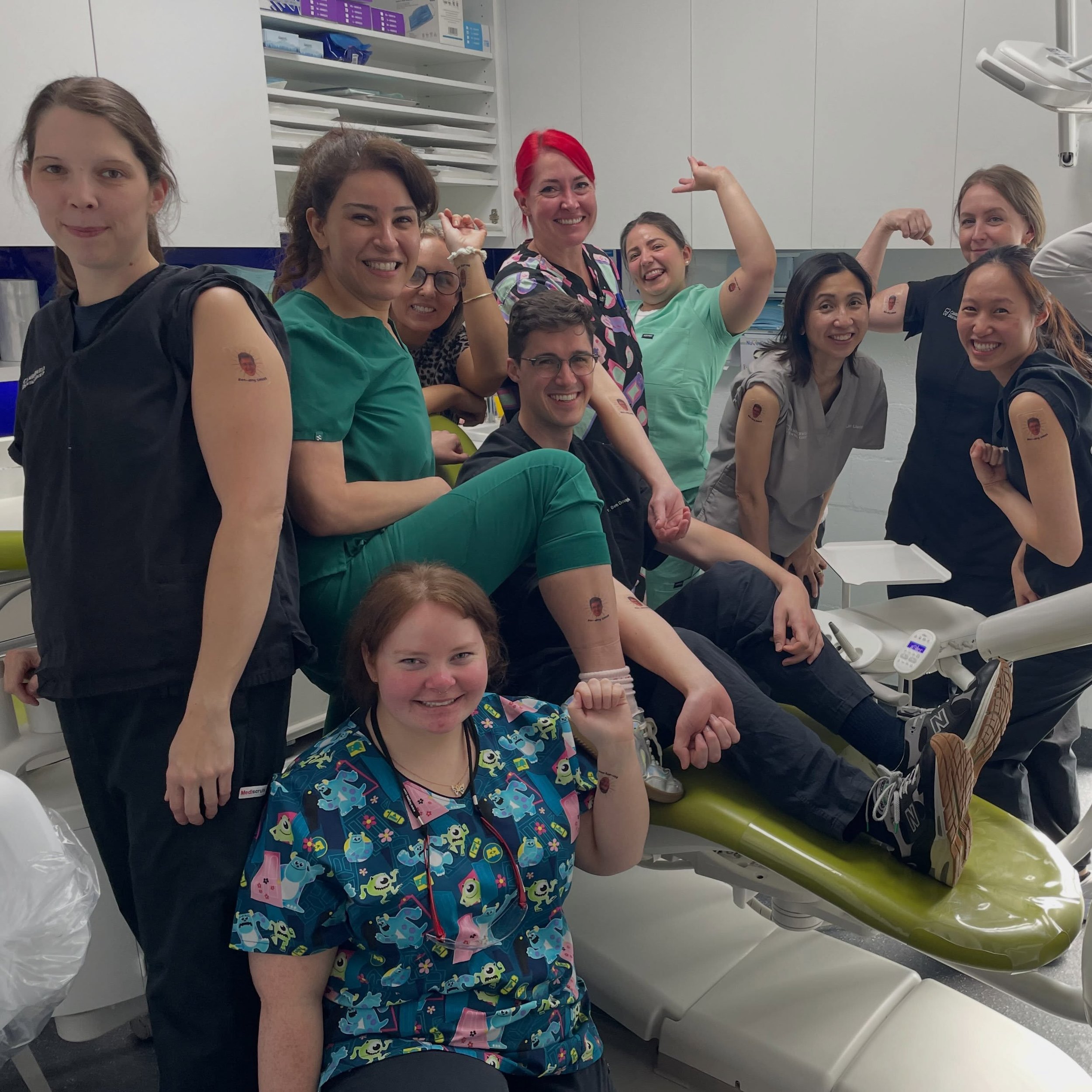 We&rsquo;re so proud of Dr Ben Douglas as he takes the next step in his dental journey, heading back to university to study orthodontics! 📚🦷 Celebrating this exciting milestone with team laughs, custom tattoos and a team dinner together. 💙✨
#Cambe