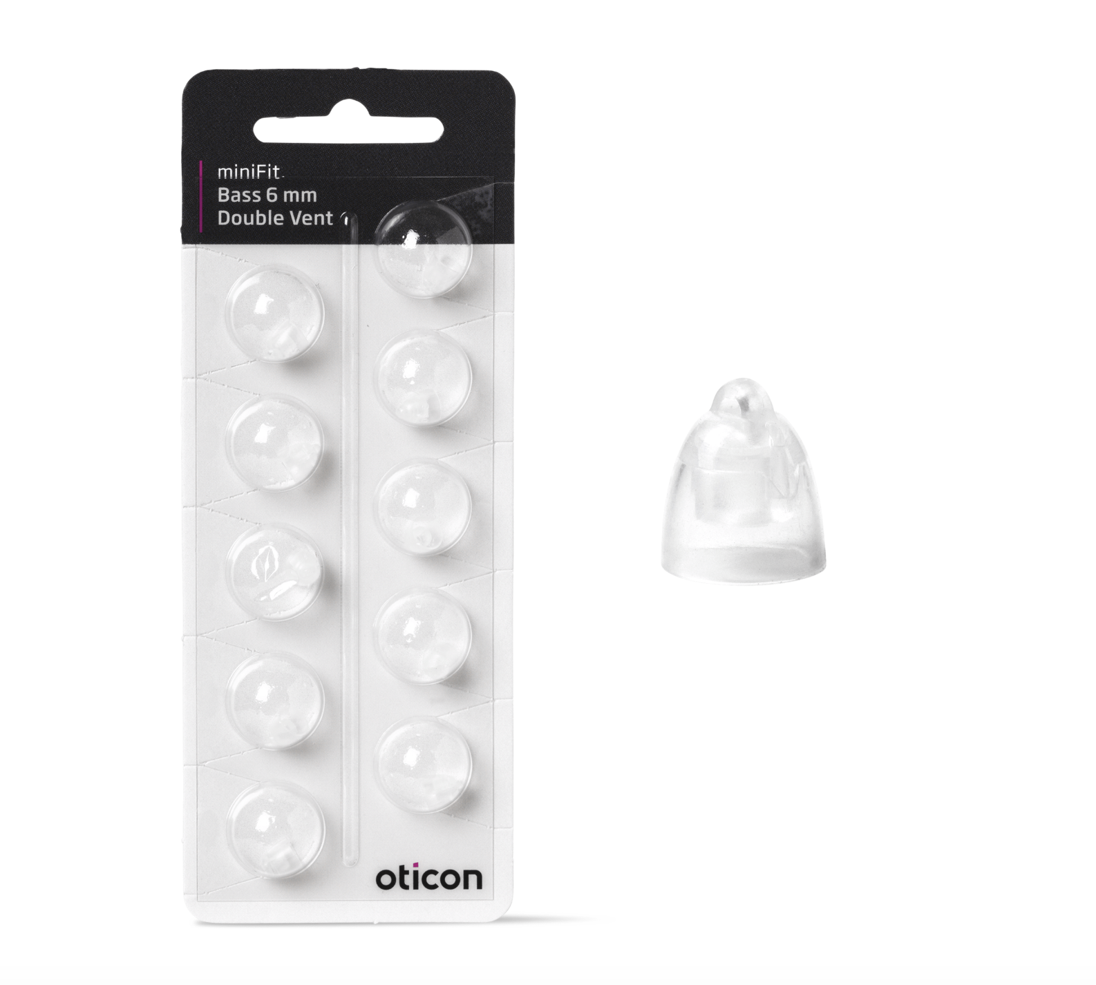 Oticon miniFit Bass Double Vent Domes