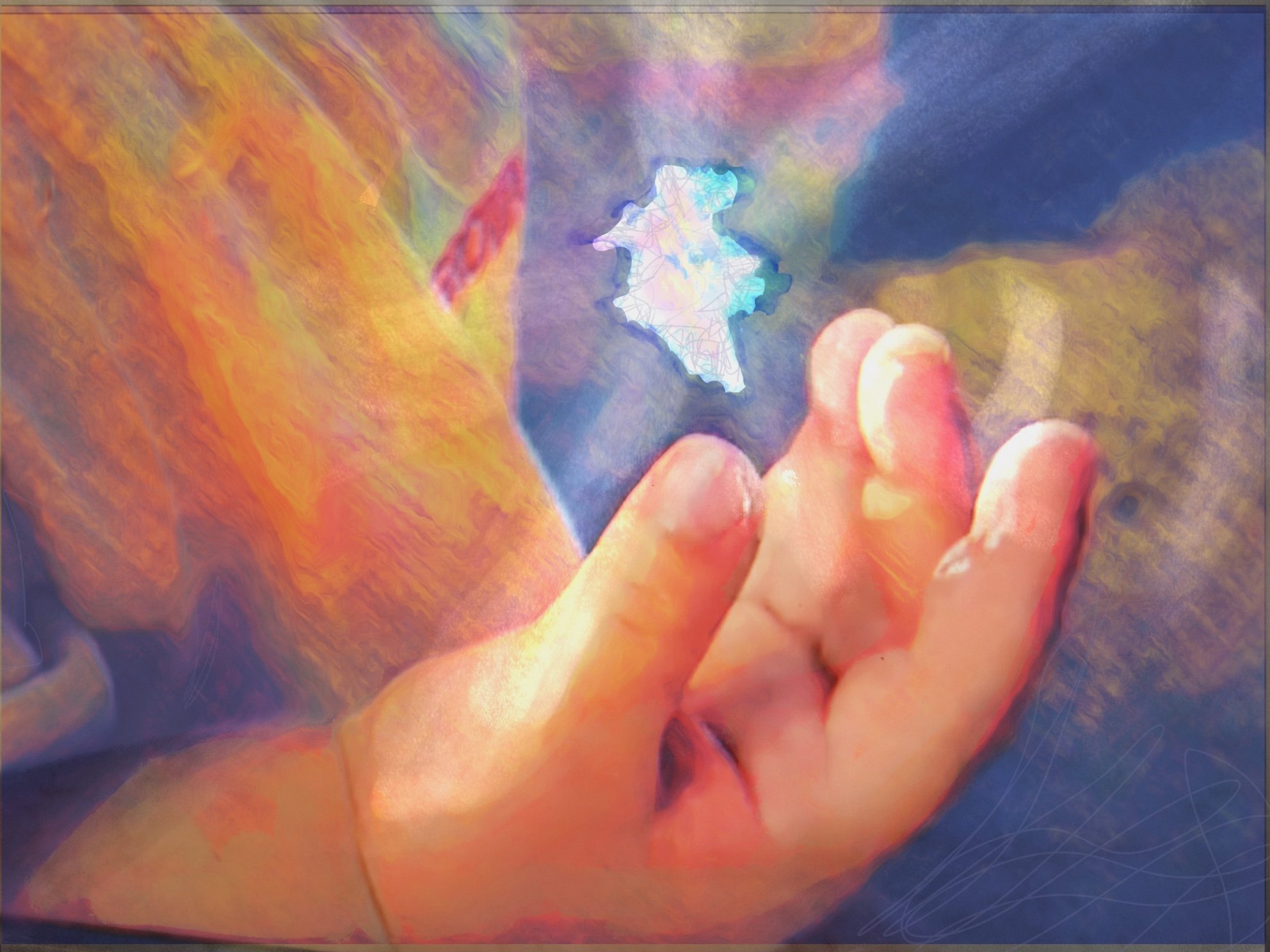 Young Hand Holding the Light - still in final draft here. Love the beauty of small hands and fingers, all that they will do, all that they will hold, whom will they touch, embrace, what will they write, draw, paint, plant....?