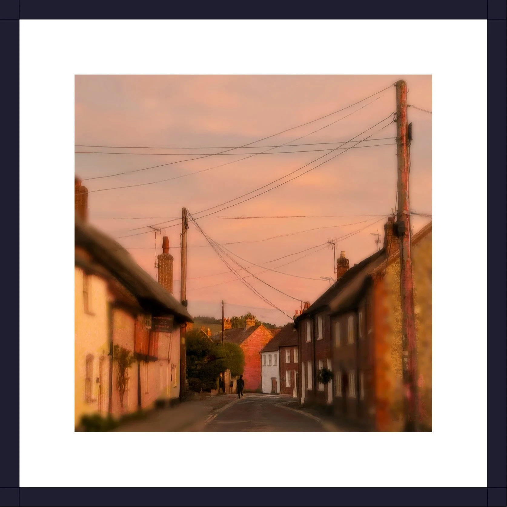Watlington Oxfordshire Evening Light through the BT lines and you can feel the quiet Autumn evening, [Orig Photo Amie McNee]
