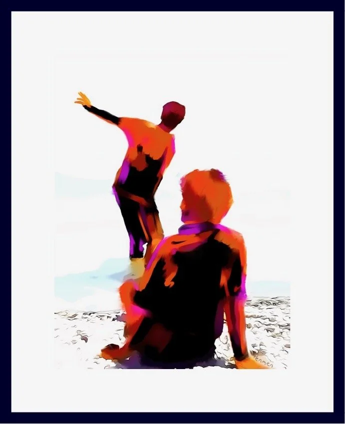 Skimming Stones on Lac Leman Switzerland, Thanks J&N - original image  by Kingy Poe.
Paper Smooth Cotton Rag, Frame Timbber Glazing UV acrylic, Ext 58x43cm, $289+p&p