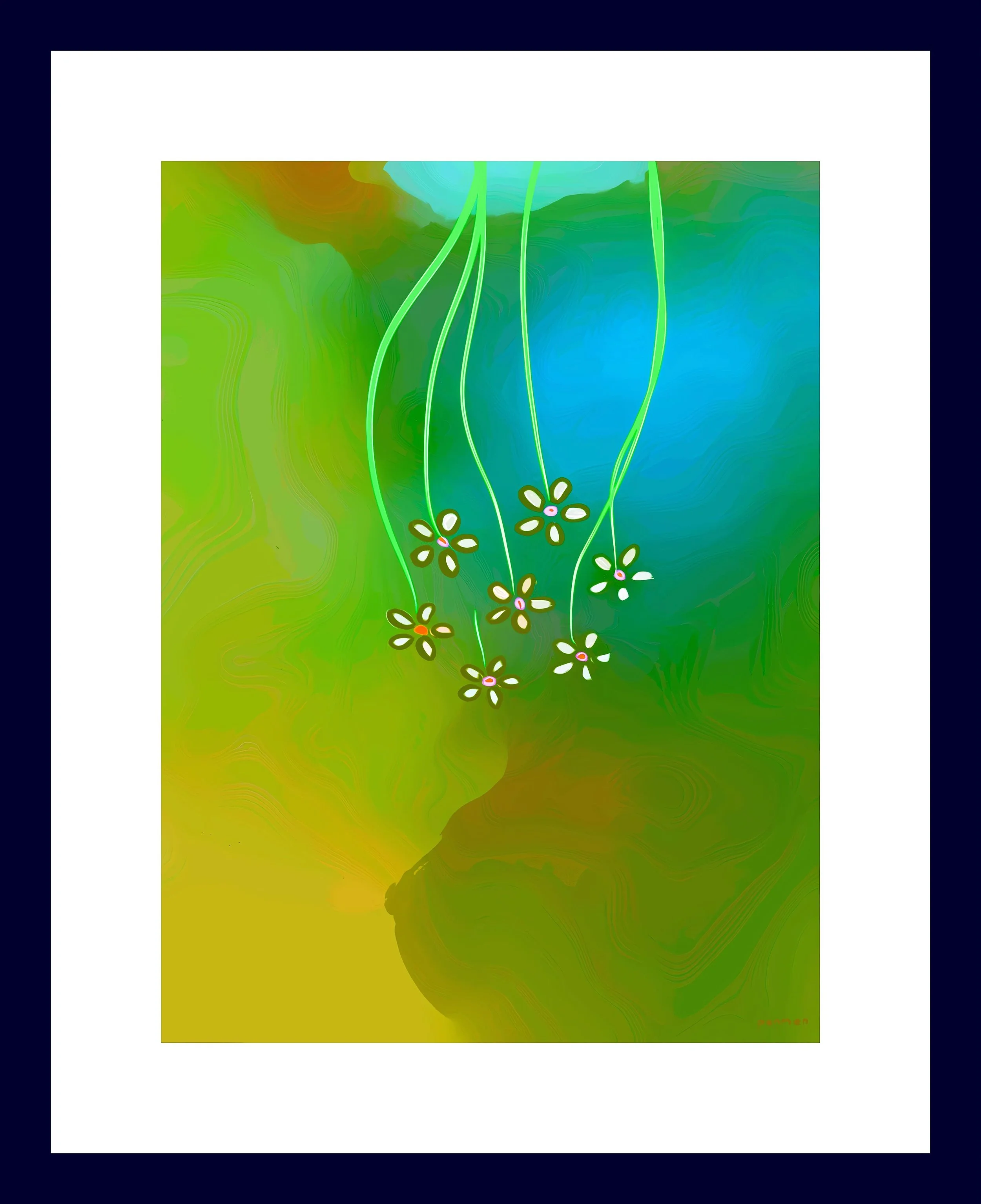 Raining Flowers, Tasmania 2024, paper Epson Enhanced Matte, Frame Timber, Glazing UV acrylic, ext 38x38cm (yes square) $149+p&p [Or reprint in full circa 60x80 $290]