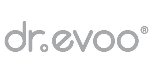 The word dr. evoo written in pixelated font.