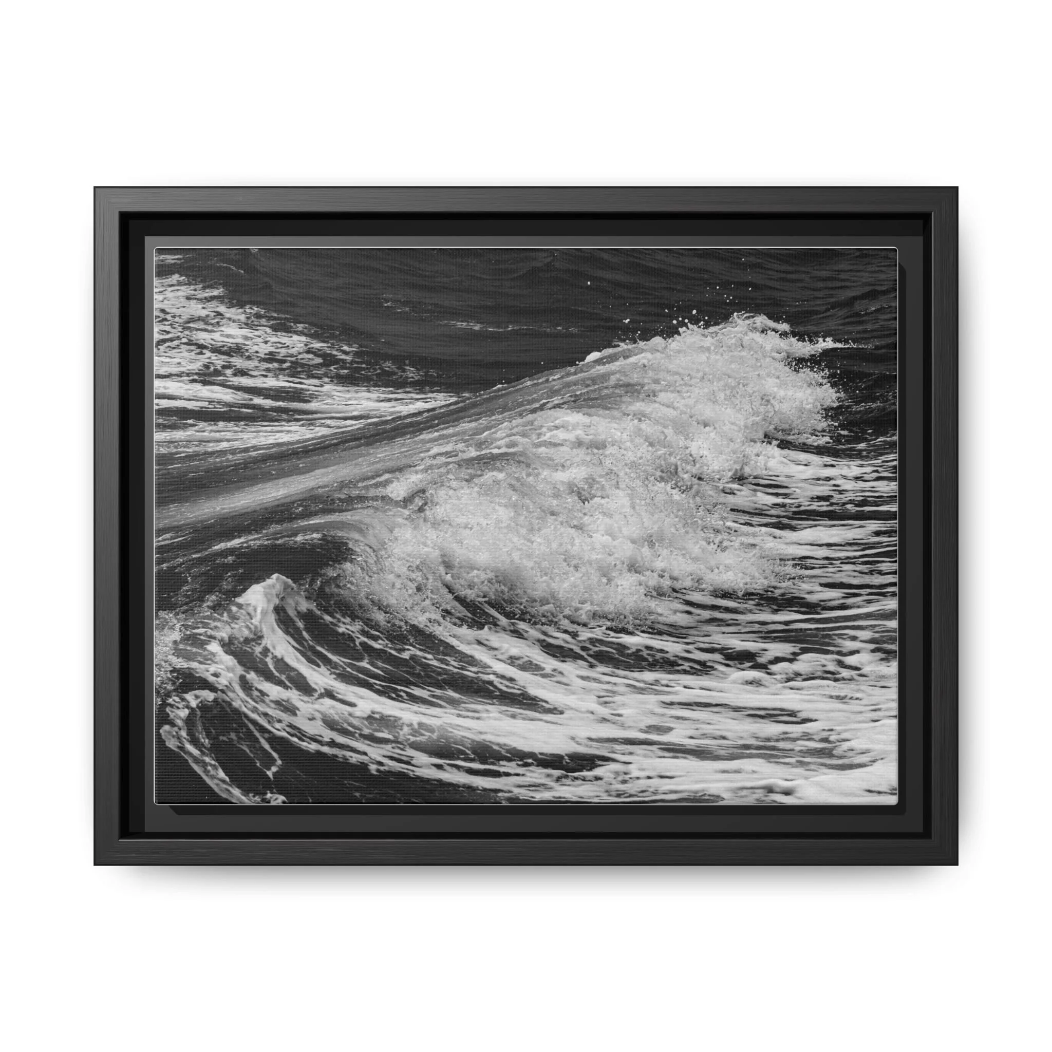 Black and White Maui Wave Framed Canvas Wall Art | Original Photography