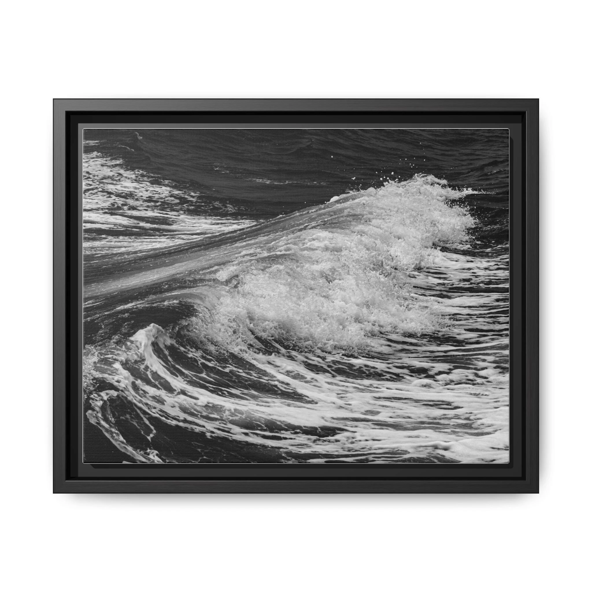 black and white Maui ocean wave wall art with detailed water texture, modern coastal decor for minimalist interior design