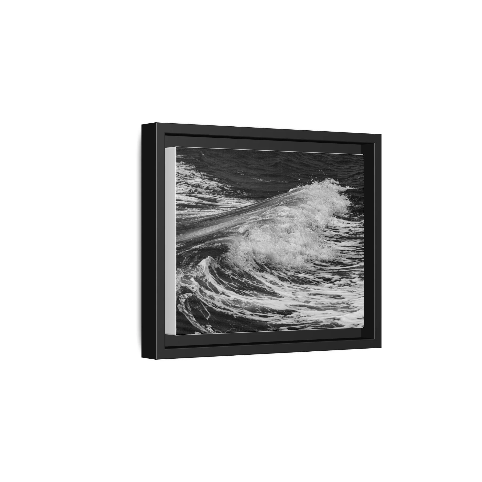 Black and white Maui wave photography printed on framed canvas wall art